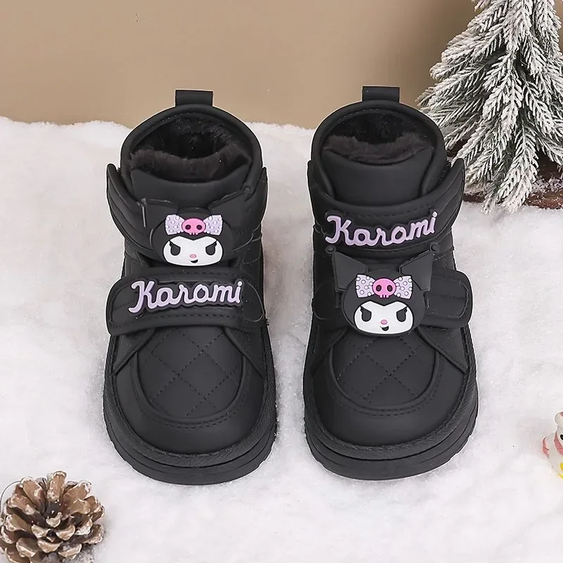 Kuromi Anime Kawaii Sanrio Ins Snow Boots Autumn Winter Cute My Melody Cashmere Children Warm Cotton Boots Gifts for Kids