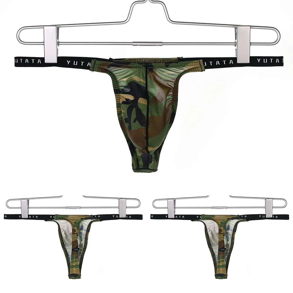 Camouflage Sexy Bulge Pouch G-String Bikini Men Breathable Low Rise Thong Briefs Panties Gays Clothes Трусы Мужские