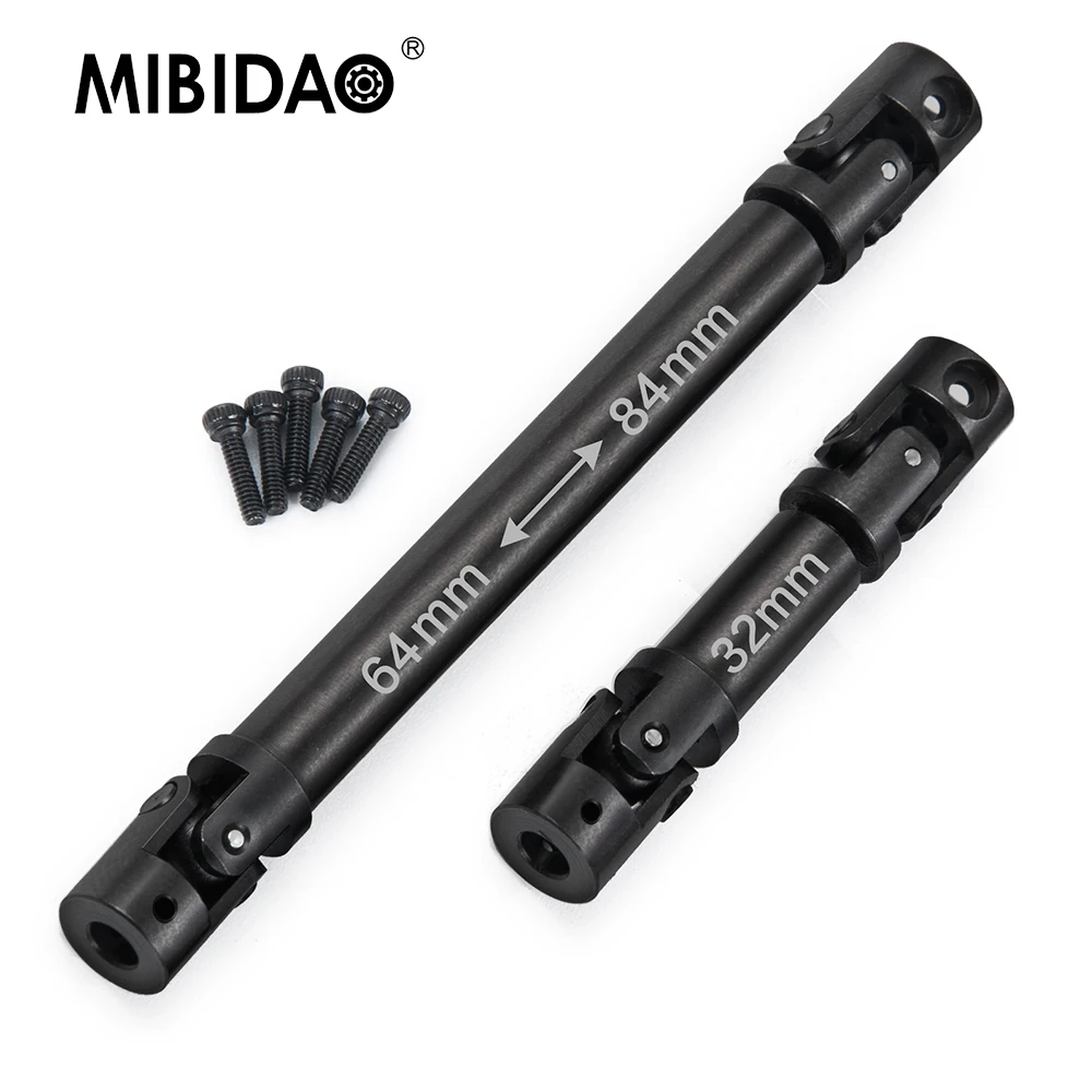 MIBIDAO 2Pcs Steel Transmission Drive Shaft Joint for Axial SCX24 90081 Deadbolt 1/24 RC Crawler Car Truck Model Upgrade Parts