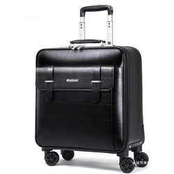 Kruiwagen Case Universele Wiel Koeienhuid Koffer Business Instap Tas Bagage Lederen Koffer