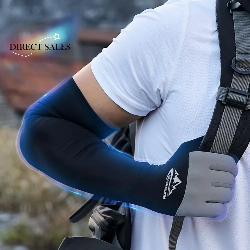 

Thin Men Ice Silk Sleeves Sun Protection Two Fingers with Exposed Summer Long Arm Covers Sweat-absorption Non-Slip
