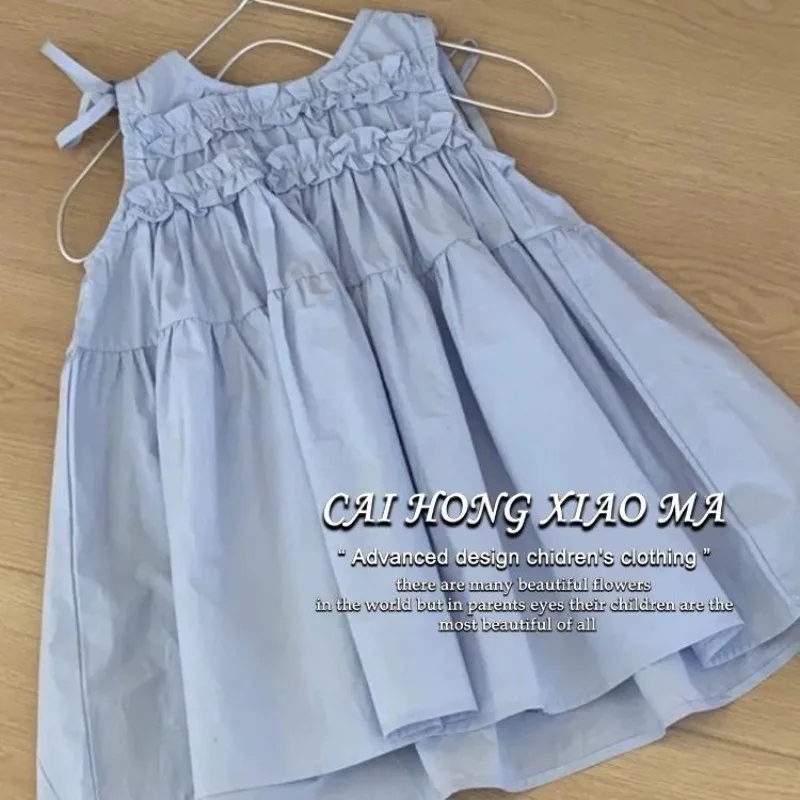 

Summer new girls' dress fashionable children's sweet sleeveless mushroom lace princess dress