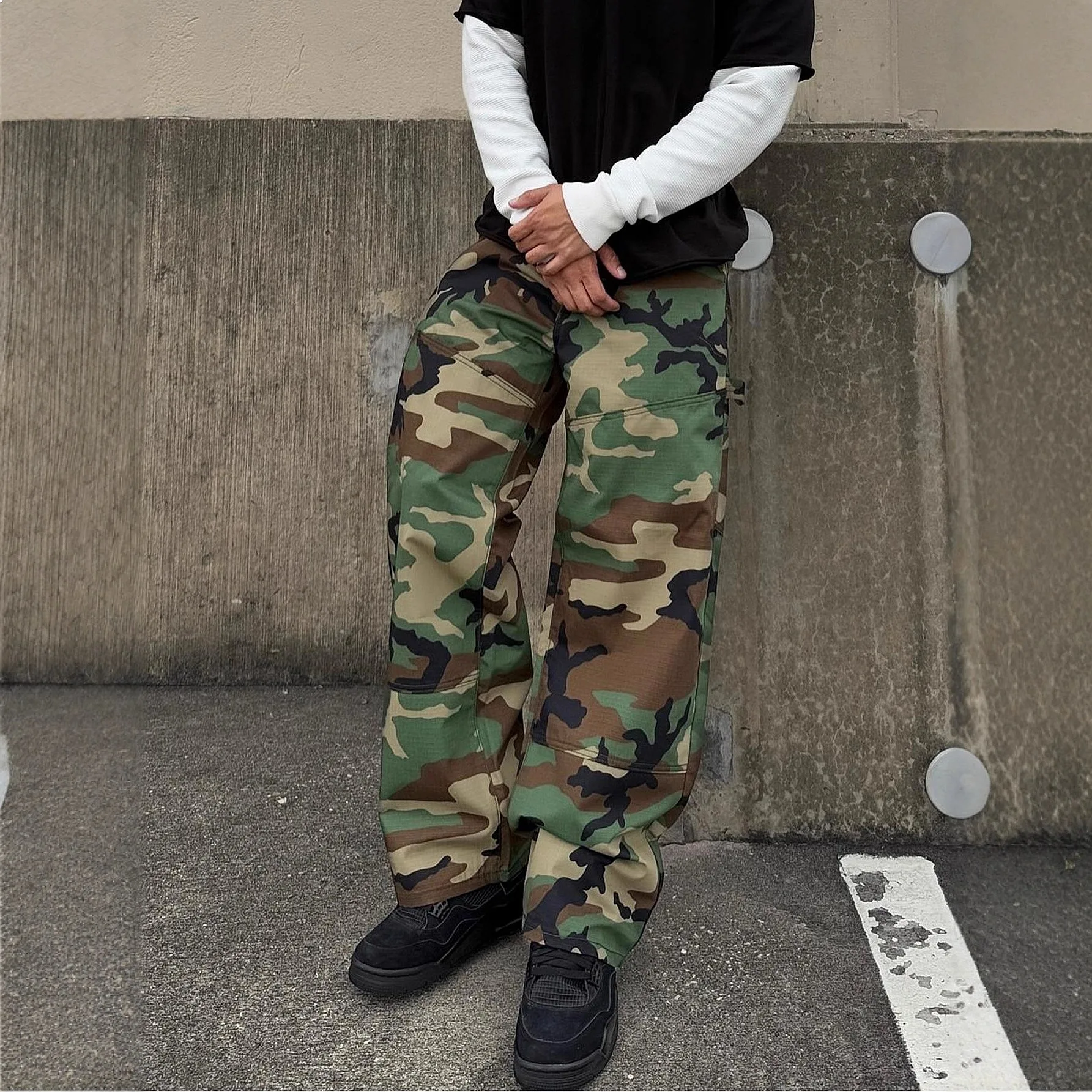 Mens Cargo Pants Loose Fit Jeans Casual Trousers Overall Jumpsuit Spring Summer