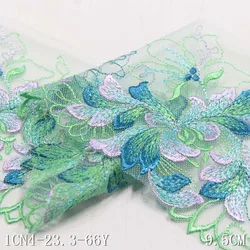 1 Yard 9cm wide Green Polyester Soft Mesh Embroidery Lace Trimmings Dress Accessories Lace Fabric Sewing Crafts Doll Material