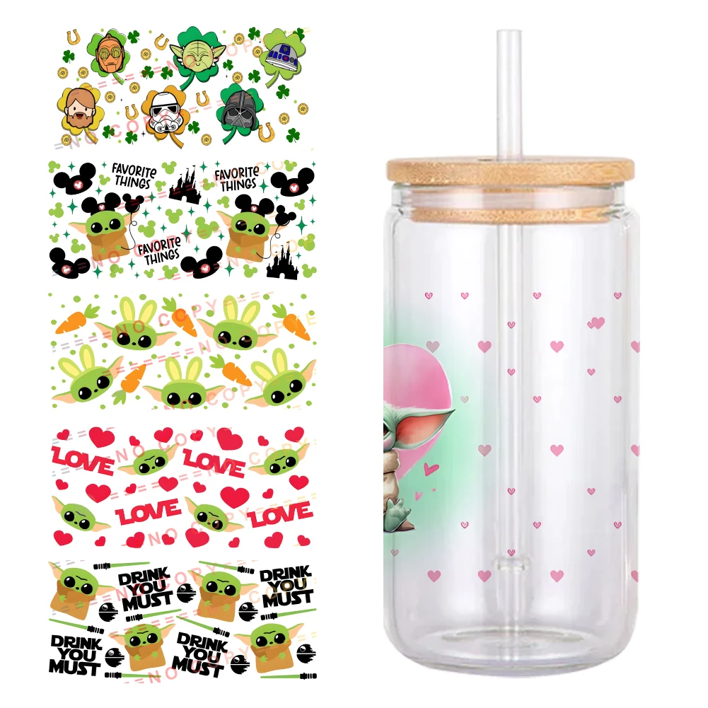 S W Y G 11x24cm 16oz Cup Wrap Sticker Glass Waterproof No Heat Needed UV DTF Coffee Can Wrap Libbey Wrap Decal