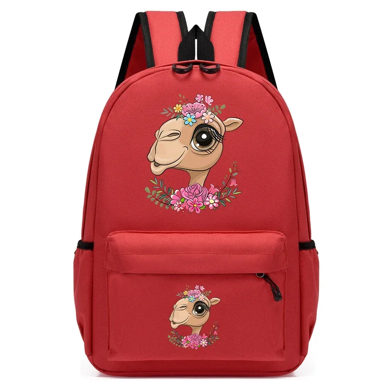 Camel with Flowers Print School Bags for Student Girls zaino Cartoon Children zaino Back To School Kindergarten Bagpack