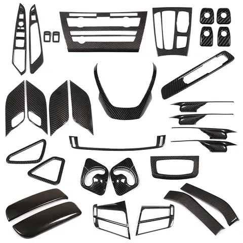 BMW X5 F15 X6 F16 2014-2018 용, 스티어링 휠, 대시 보드, 콘솔 기어 시프터, 패널 스티커, 자동차 인테리어 탄소 섬유 트림 커버