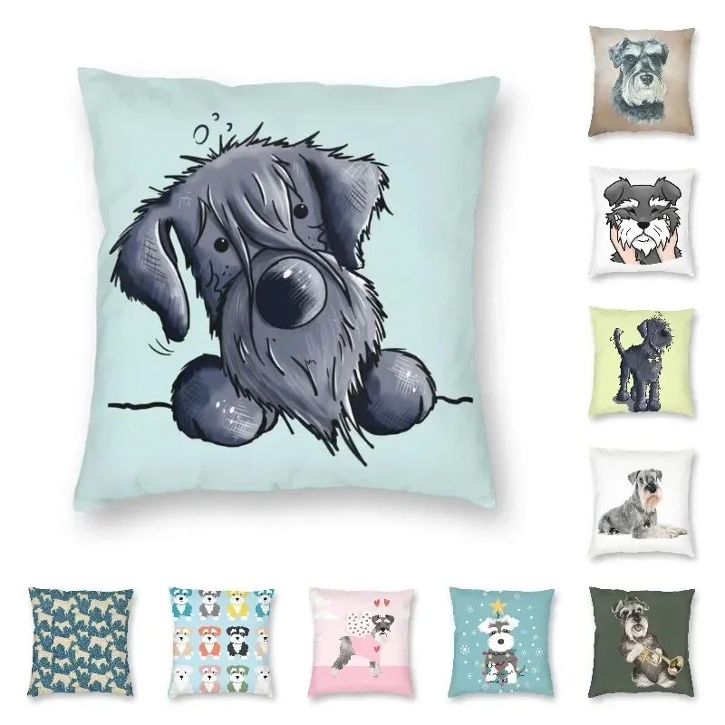 

Miniature Schnauzer Dog Pet Dog Lover Cartoon Cushion Cover Animal Velvet Nordic Pillows for Sofa Puppy Easter Art