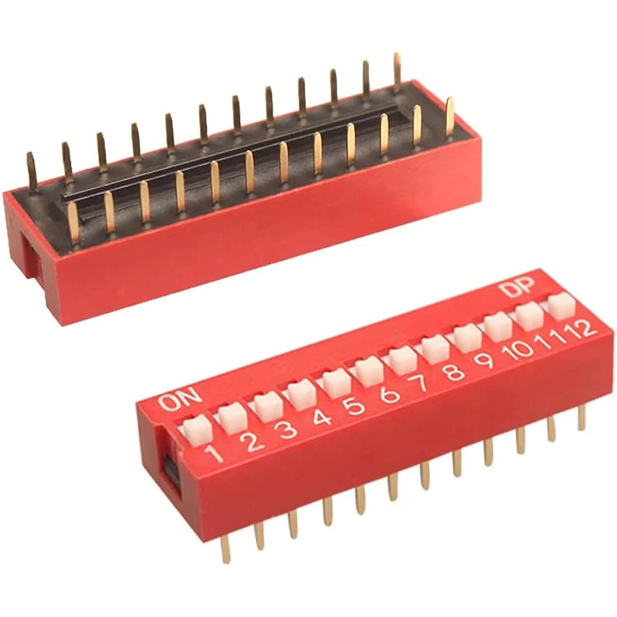 40PCS Double Row Dip Switch Combo Kit 1 2 3 4 6 8 10 12 Position 2.54mm PCB Mountable Switch Dip DIL Switch Boards and Arduino