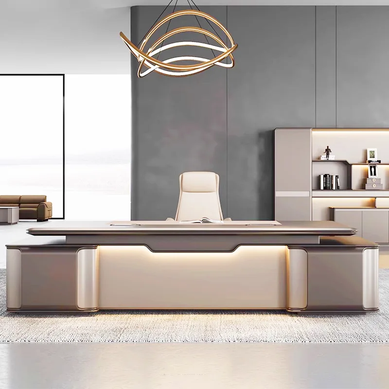 A mesa é mesas e cadeiras de escritório simples e atmosféricas, com um senso moderno de avançado. A mesa da cadeira e pr