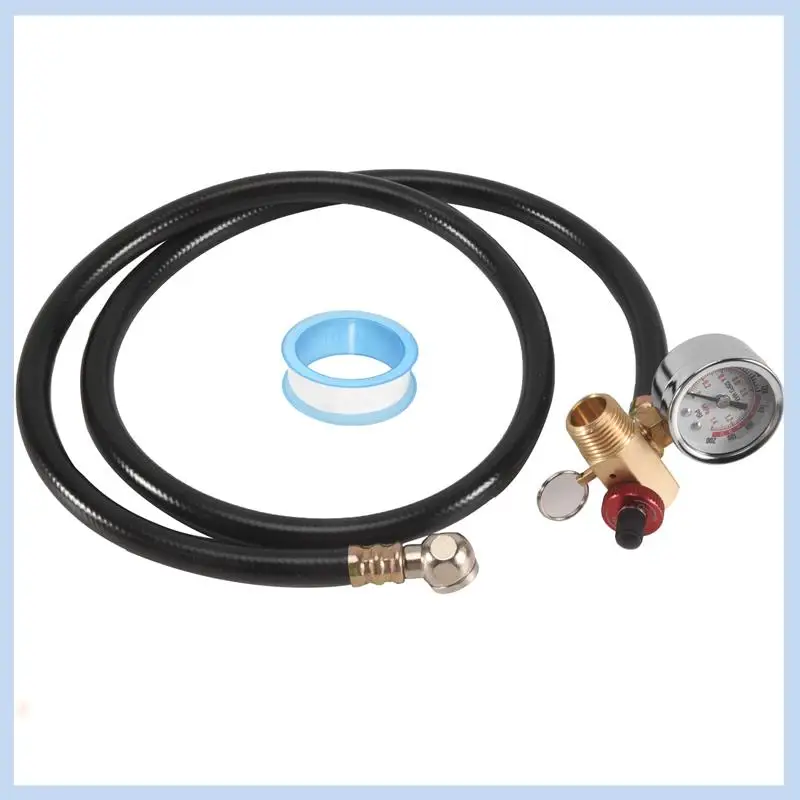 MLGB-Air Tank Valve Parts With Gauge, Air Tank Repair Kit Come With 2 Inch Pressure Gauge With 1/8 Inch NPT, 4 Ft Air Hose