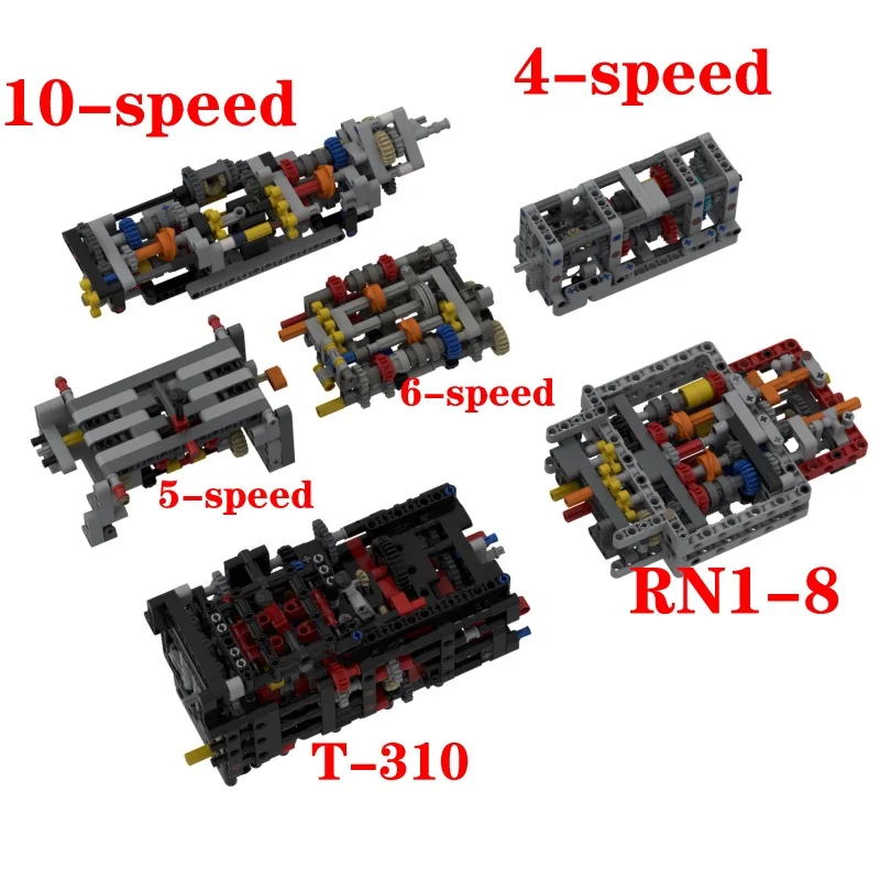 

MOC Gearbox 6-скоростной 5-скоростной реверсивный RN1-8 10-скоростной 4-скоростной строительный блок в сборе DIY Сборка игрушечных деталей