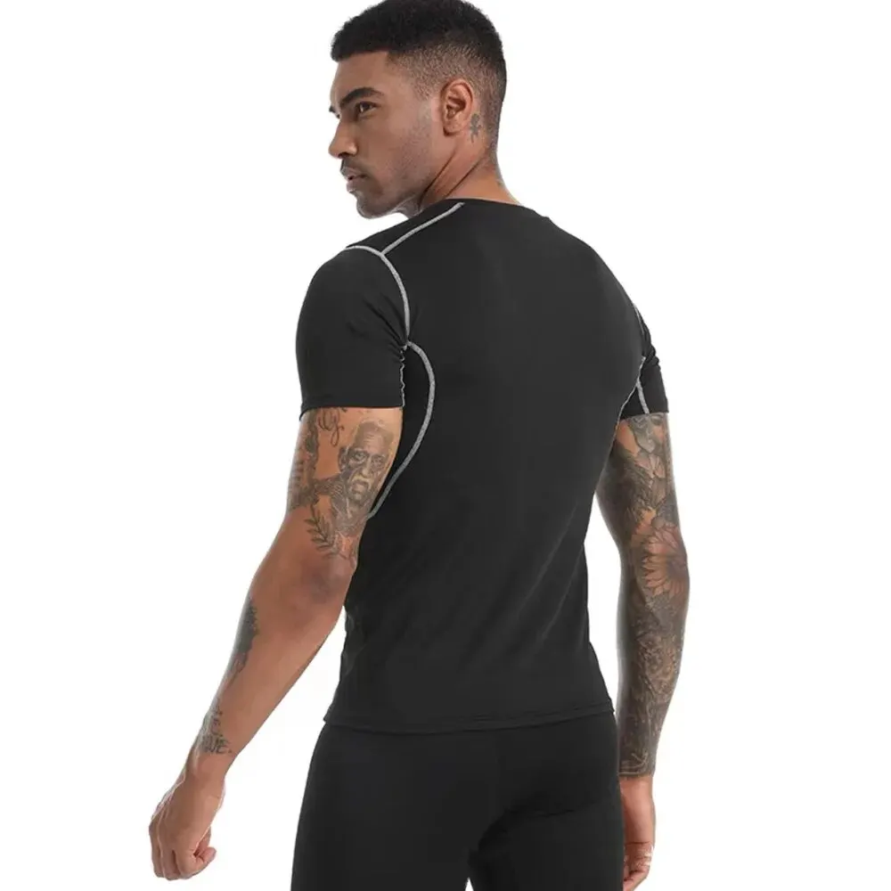 Quick Dry Fit Shirts for Men Gym Athletic Running Workout Bodybuilding Tshirts Short Sleeve Fitness Tee Sweat Shirts