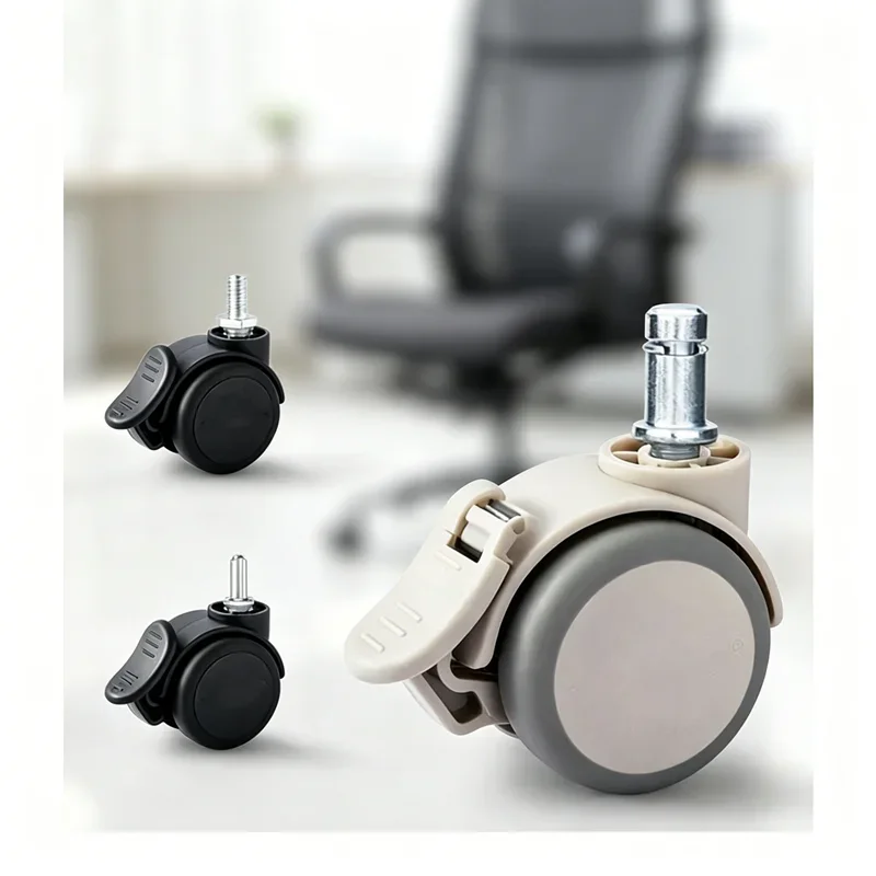 5Pcs 2 Inch Sliding Screw/Circlip/Insert Gaming Chair Spinner Wheel with Brake Caster Office Pulley Load Capcity 200KG
