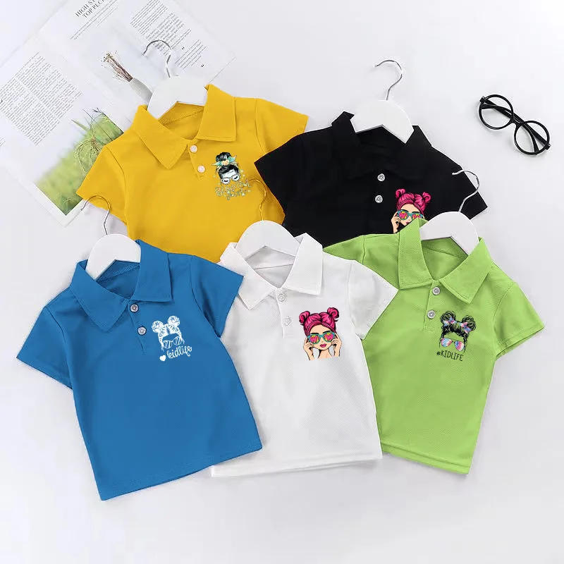 Children\'s Polo Shirt Boys and Girls Short-Sleeved New Loose Casual T-Shirt Girls Summer New Tops Short-Sleeved Casual Wear