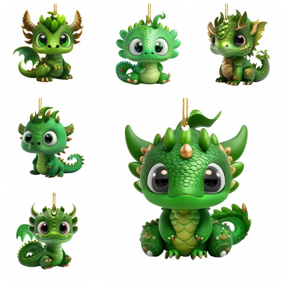 

Зеленый дракон-подвеска для рождественской елки, украшение для новогодней вечеринки, летающий дракон, маленький дракон, мультяшная кукла, анимационный персонаж