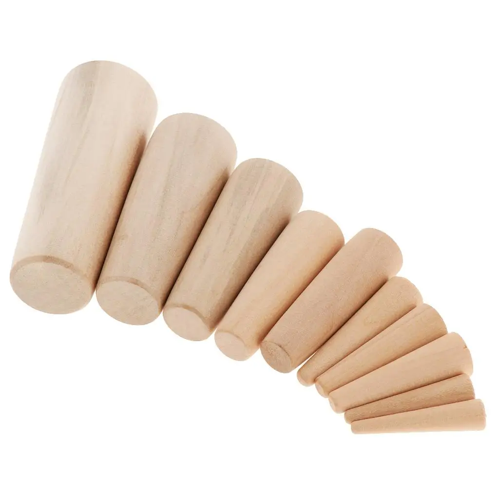 Juego de 10 Tapones Cónicos cónicos marinos a través del casco, Kit de tapones de madera blanda de emergencia, tapón de drenaje (madera)