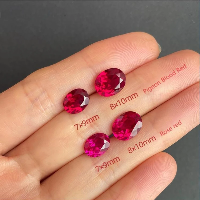 أعلى مختبر نمت روبي البيضاوي قطع حمامة الدم الأحمر VVS1 الأحجار الكريمة للسحر DIY صنع المجوهرات شهادة قابلة للاختيار