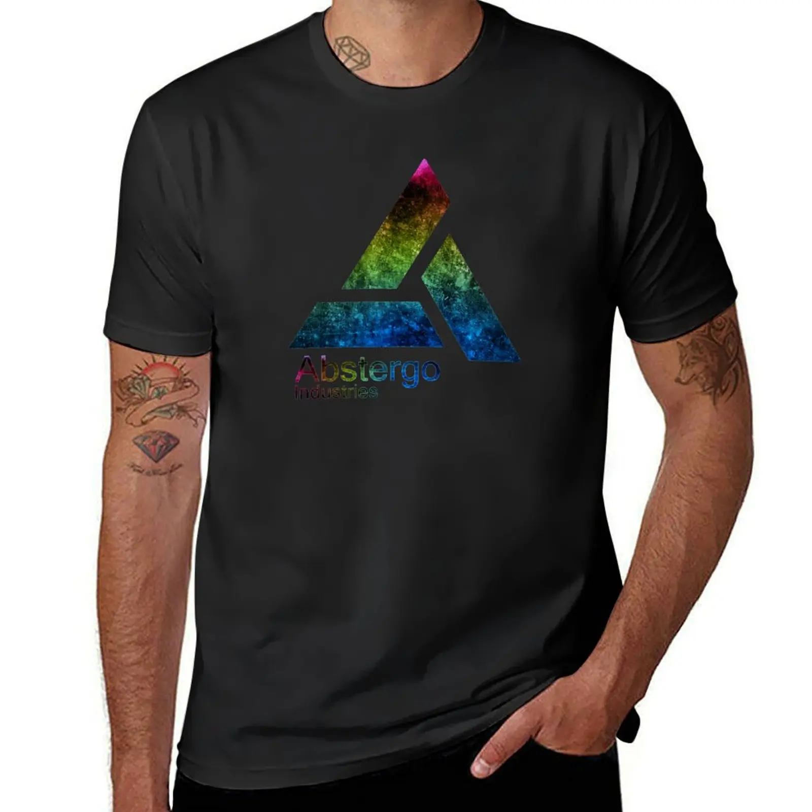 Camiseta con logotipo de arcoíris para hombre, ropa vintage lisa de secado rápido, camisetas de peso pesado