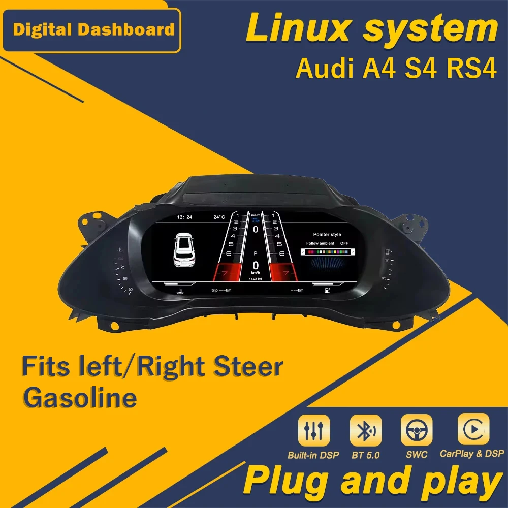 

10.25IN Digital Cluster Dashboard Instrument Panel for 2009-2016 Audi A4 / S4 / RS4 with Carplay or Carlife Navigation