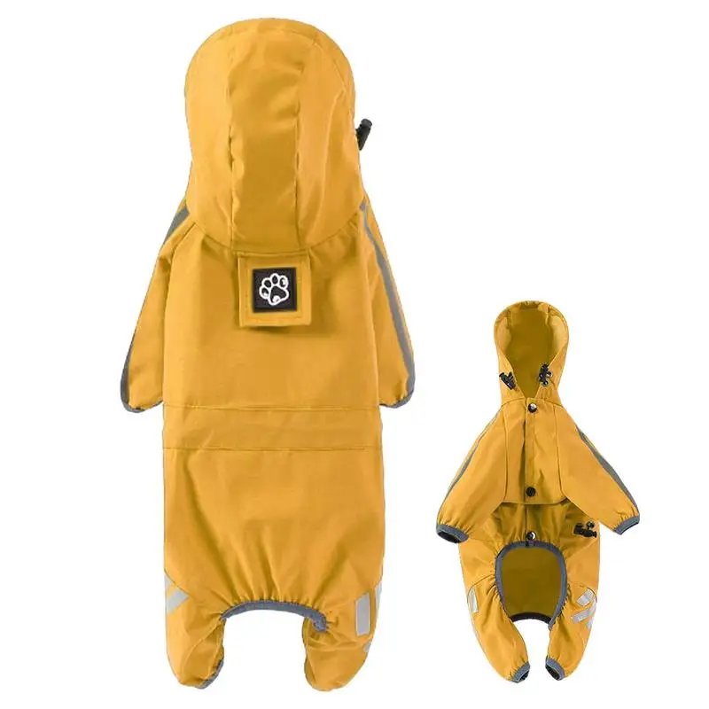 Dog Raincoat Waterproof Reflective Hooded Pet Rain Jacket 4 Legs Lightweight Rain Poncho Clothes for Small Medium and Large Dogs