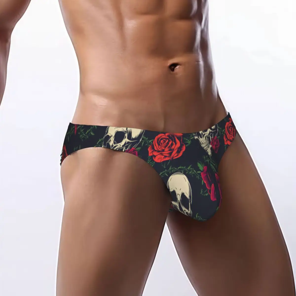 

Мужское нижнее белье, трусы с изображением черепов и роз, сексуальные трусы, мужские трусики, нижнее белье-бикини, брюки Ropa