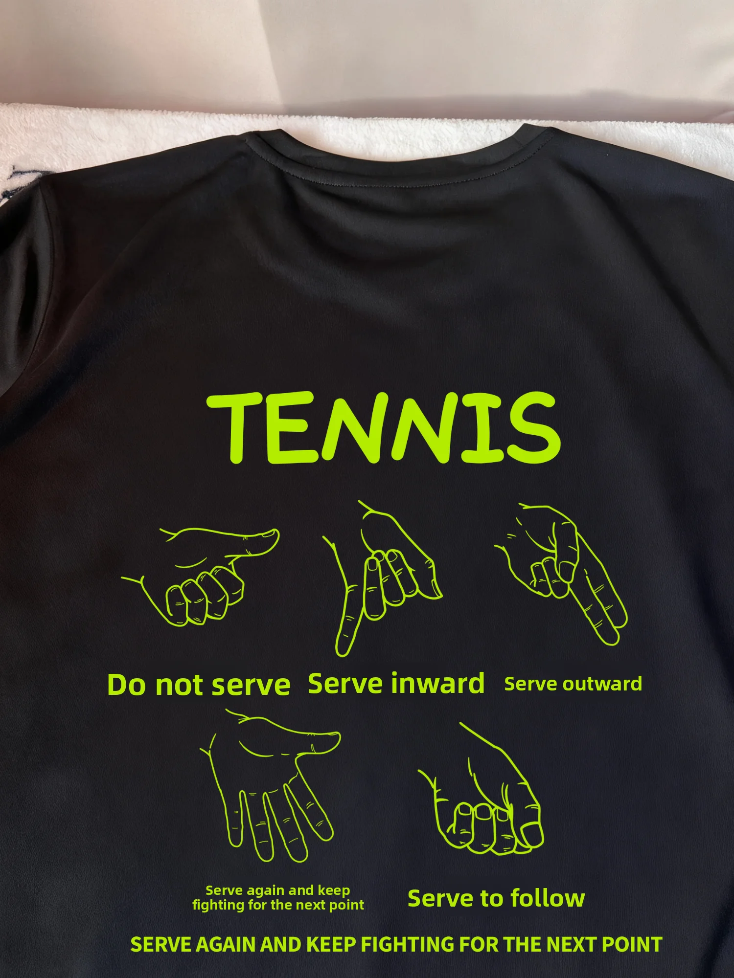 Sporty Quick Dry Loose Fit Large Size Short Sleeve T-Shirt Thin Breathable Top for Men And Women Tennis Gesture Printed