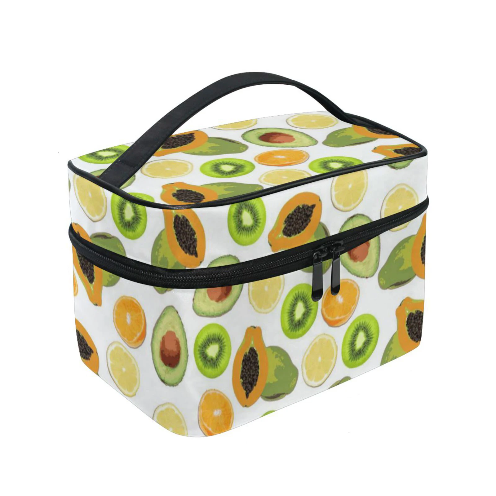 Makeup Bag Organizer for Travel Cosmetic Bags Kiwi print with Handle Toiletry Bags for Women Girls Wash Storage Pouch Bags