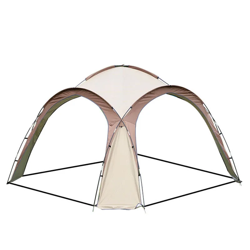 Tenda de Camping ao Ar Livre com Cobertura em Forma de Domo, Impermeável, Com Revestimento Prateado, Resistente a Rasgos, Tecido Oxford, Estrutura Circular com Varetas de Fibra de Vidro