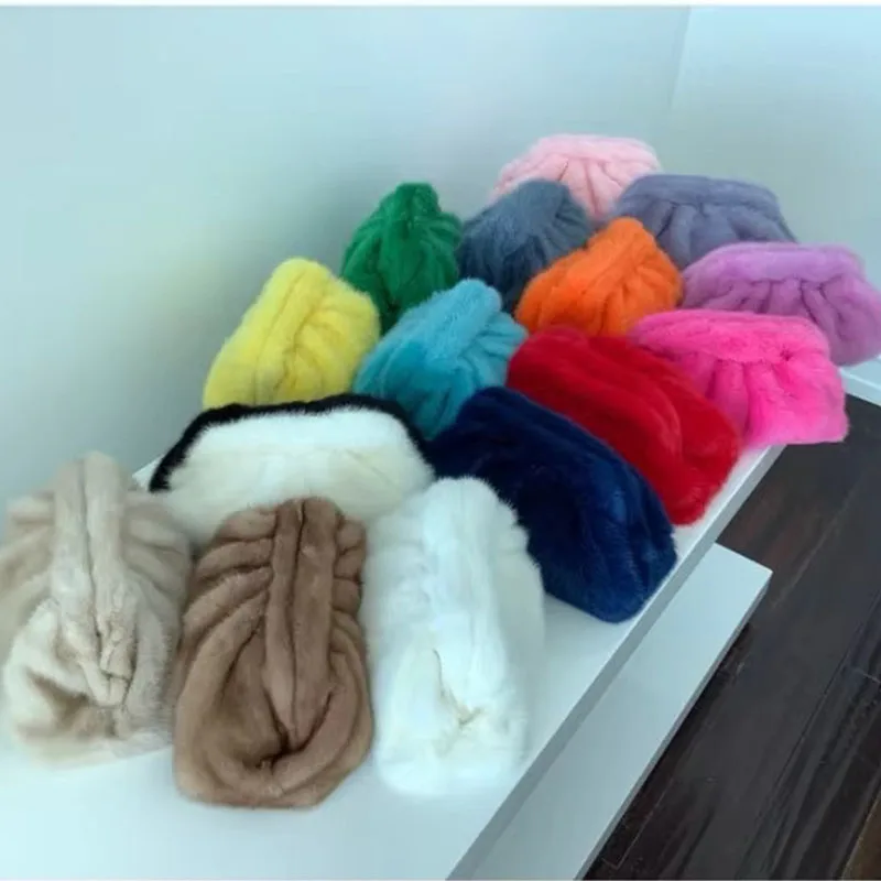 

Real Mink Leather Bag Women's Dumpling Bag Women's Phone Bag Women's Real Fur Leather Bag Women's Handbag Winter Women's Handbag
