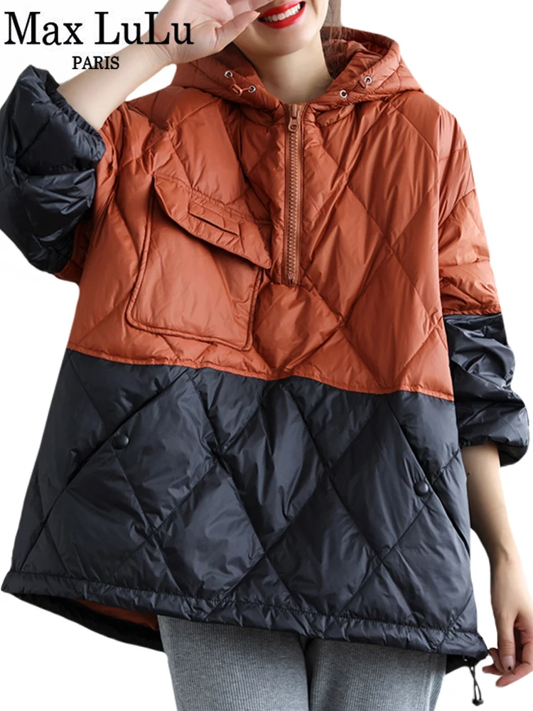 Max LuLu-Parkas com capuz feminino, casacos grandes, design acolchoado solto, casual e quente, luxo e clássico, moda inverno, 2021