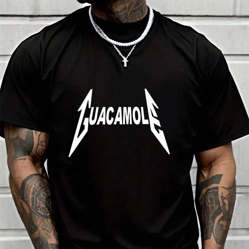 

Мужская черная новая футболка с принтом группы Heavy Metal Band Guacamole Adventure, повседневная футболка с круглым вырезом, 2026