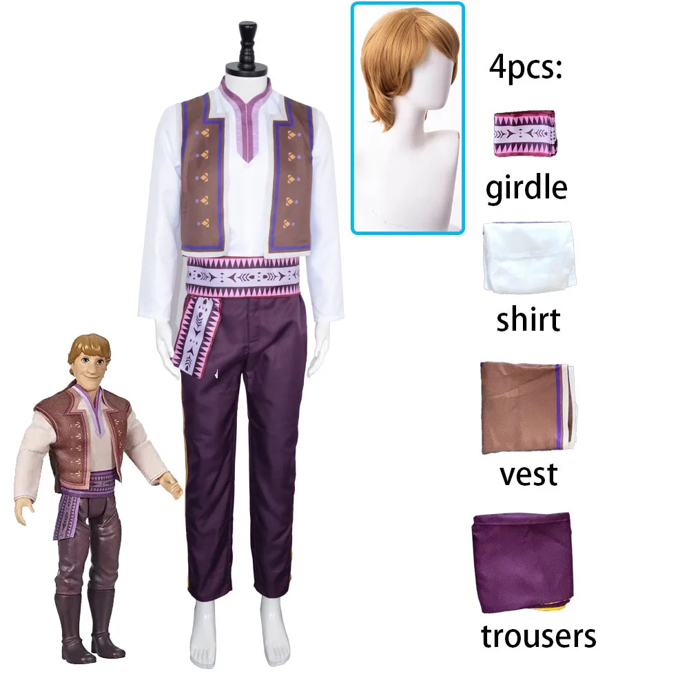 Conjunto de disfraz de Kristoff de la película Frozen, uniforme, pantalones, trajes, ropa de fiesta de Carnaval de Halloween de Anime para niños y adultos