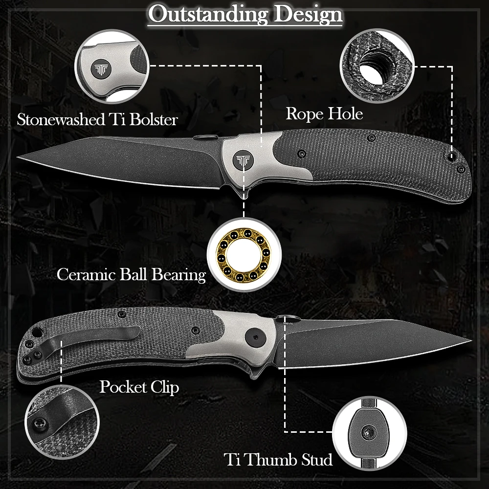 TRIVISA EDC cuchillo plegable táctico de bolsillo con caja de regalo