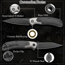 TRIVISA EDC cuchillo plegable táctico de bolsillo con caja de regalo