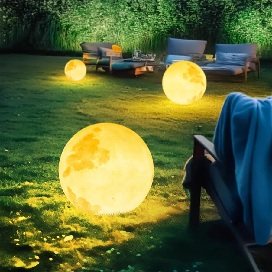 

3 Color Rechargeable LED Glowing Ball Light Outdoor LED Garden Globe Moon Lights Landscape Globe Moon Floor Lamp With Remote