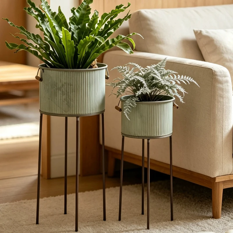Iron Plant Stand for Balcony Floor Flower Pot Holder for Succulents Window Sill Garden Display Shelf Rustic Metal Display Stands 4