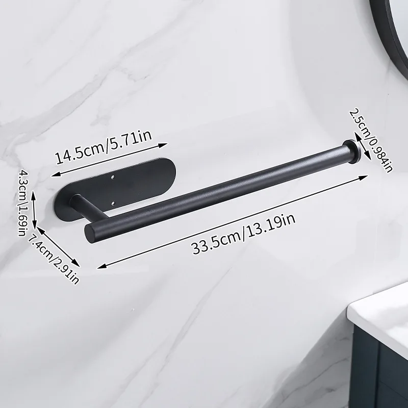 Homefish Black Stainless Steel Self Adhesive No Drilling Toilet Roll Holder Bathroom Kitchen Tissue Paper Holder