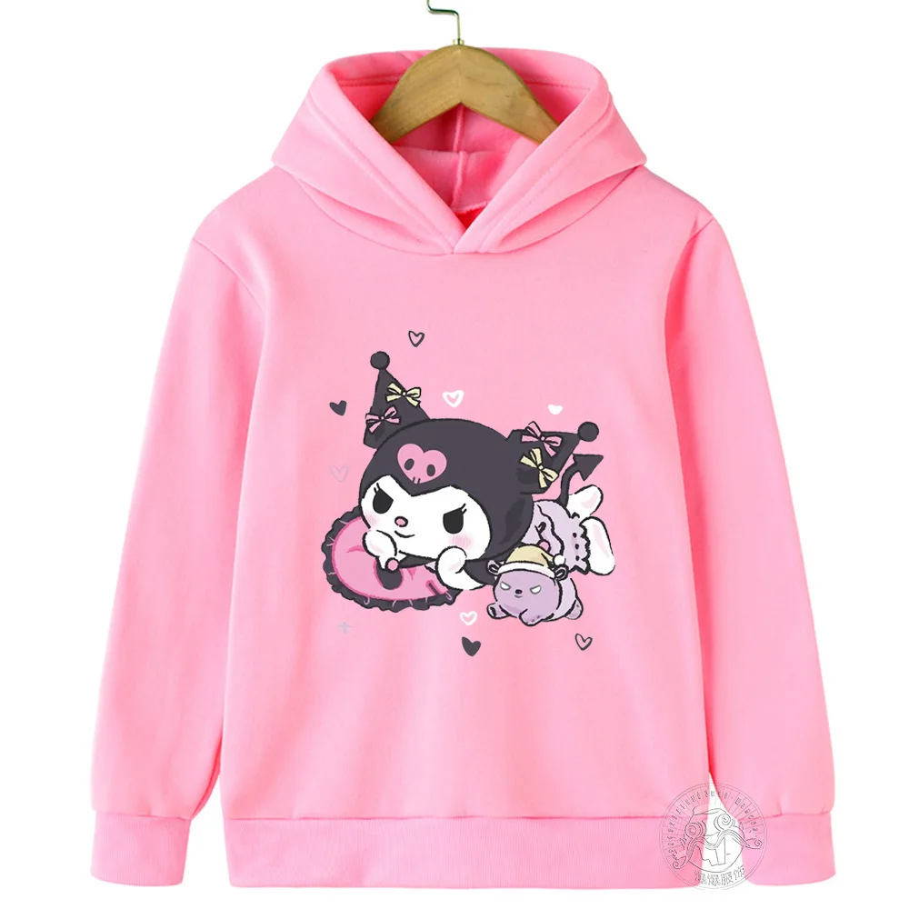 Hello Kitty Kuromi autumn 3-14 year old children's hoodie boys and girls kawaii sweatshirt children's outdoor sports pullover