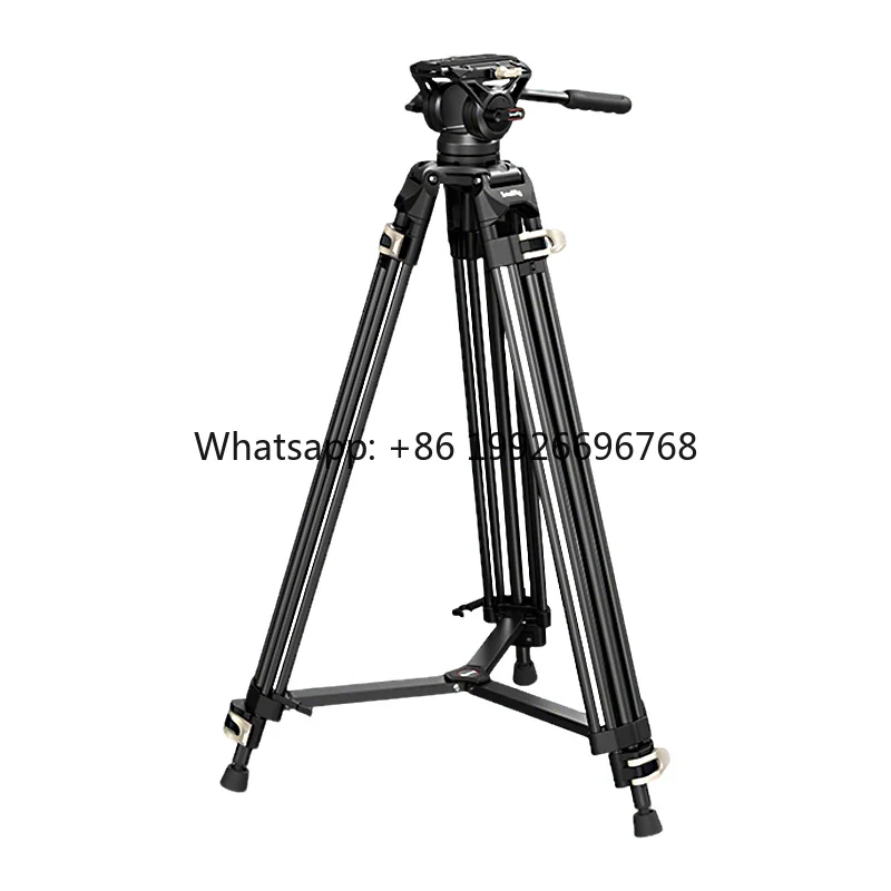 Professional Aluminum Alloy Tripod Heavy-Duty Hydraulic Damping Head Rocker Arm Pulley Flip Lock 15kg Load Capacity Extended