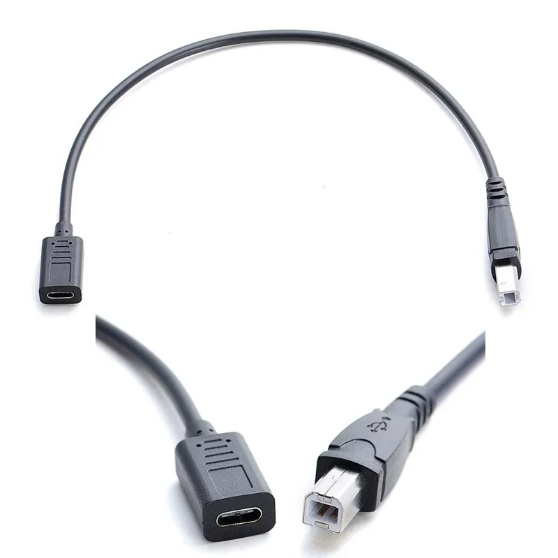 محول كابل من النوع C إلى USB B أنثى إلى ذكر لسلك نقل بيانات أندرويد HDD موصل الماسح الضوئي للطابعة تمديد الحبل