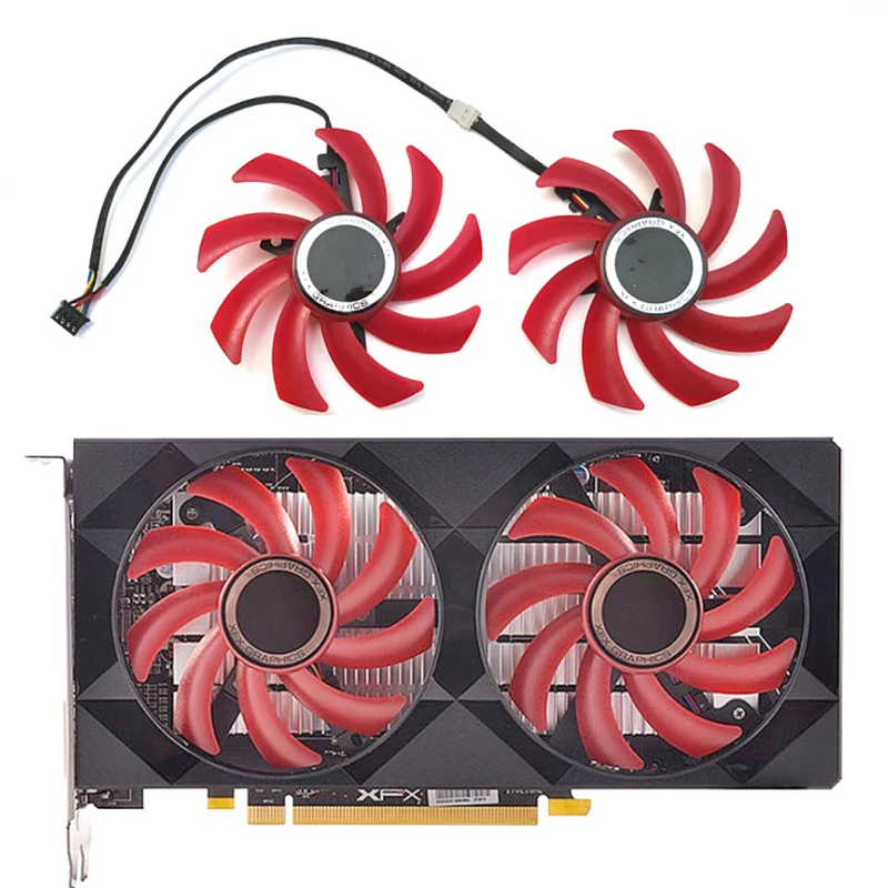 2 sztuk 85MM 4PIN FY09010H12LPB FDC10U12S9-C RX 560 RX 550 GUP wentylator, dla Radeon XFX RX560 RX550 wentylator karty graficznej