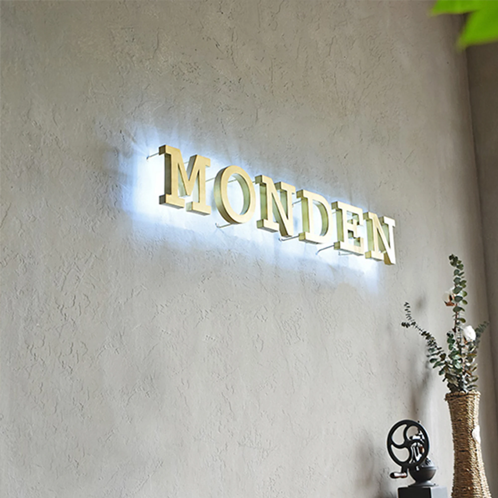 Custom 3D LED backlit stainless steel/aluminum sign letters interior decoration indoor lobby office meeting room