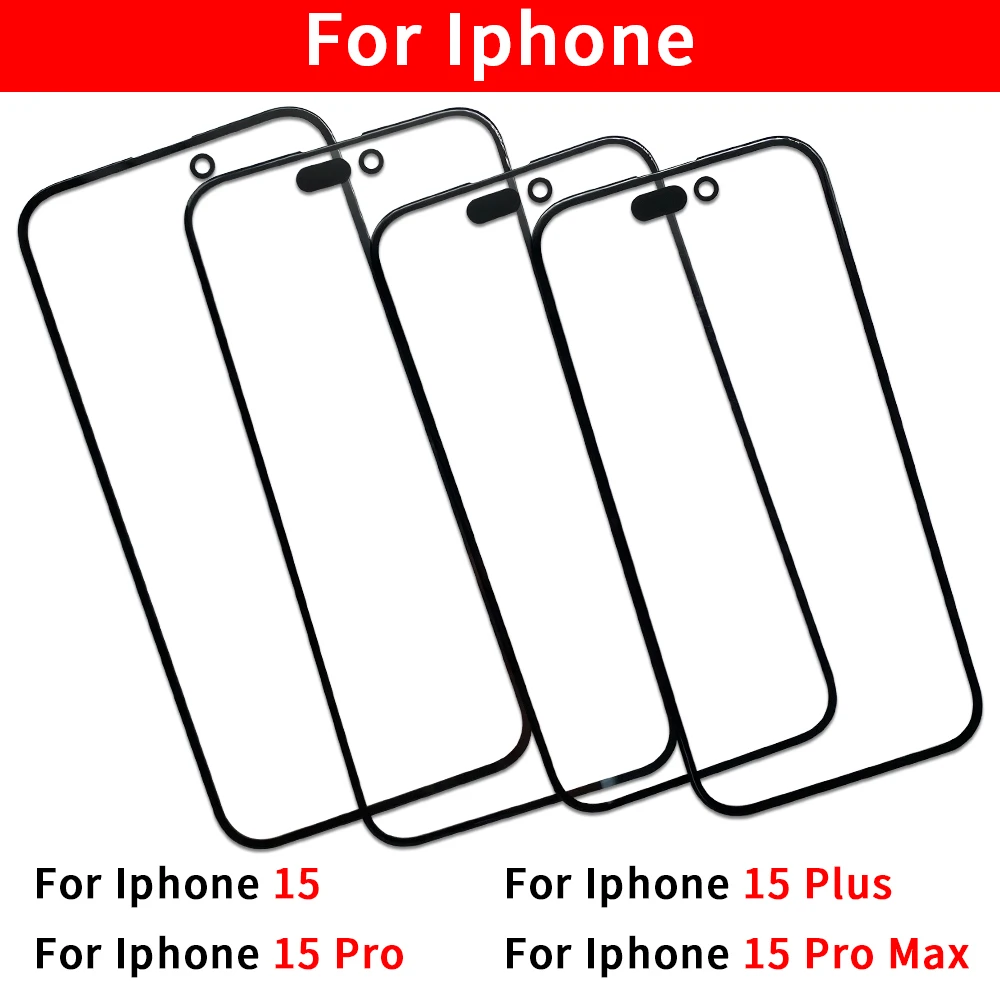 10 Pcs Screen Front Outer Glass OCA With Glass For Iphone 15 Pro Max 15 Plus Screen Touch Panel Glass