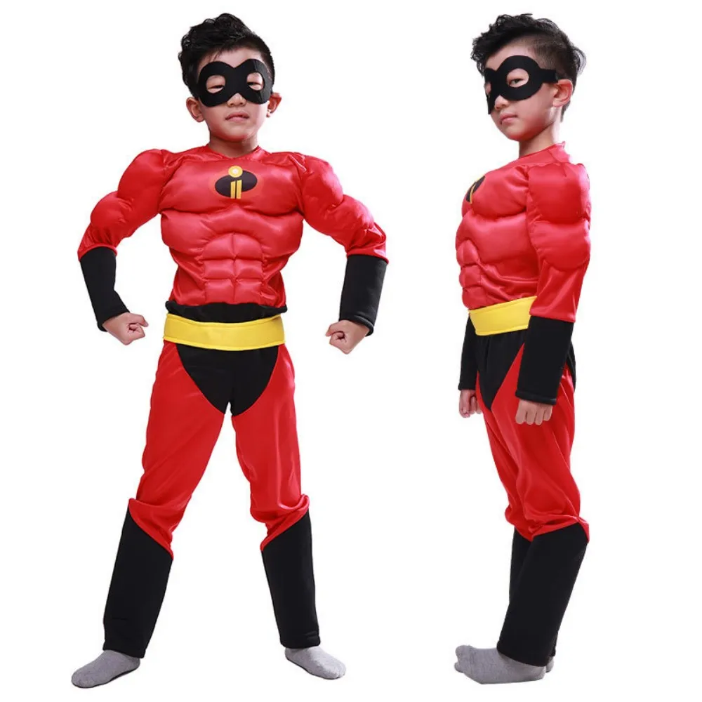 The Incredibles 2 Dash Muscle Costume Super Hero Jumpsuit with Chest Muscle Hero Bodysuit with Mask for Halloween Party Suit view 5