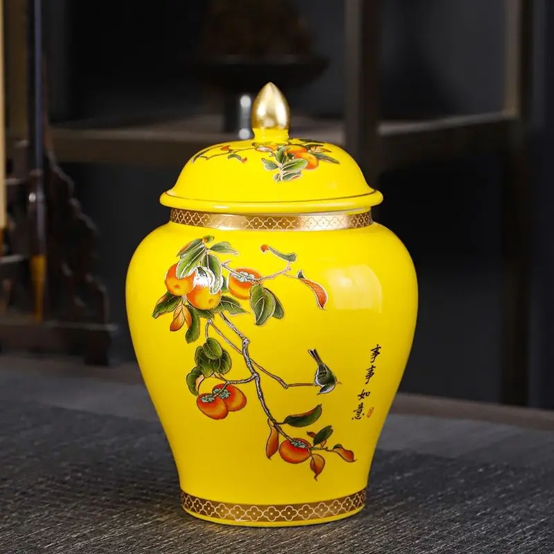 Ink Landscape Painting Ceramic Storage Jar Sealed Tea Multifunctional Container Decorative Jars