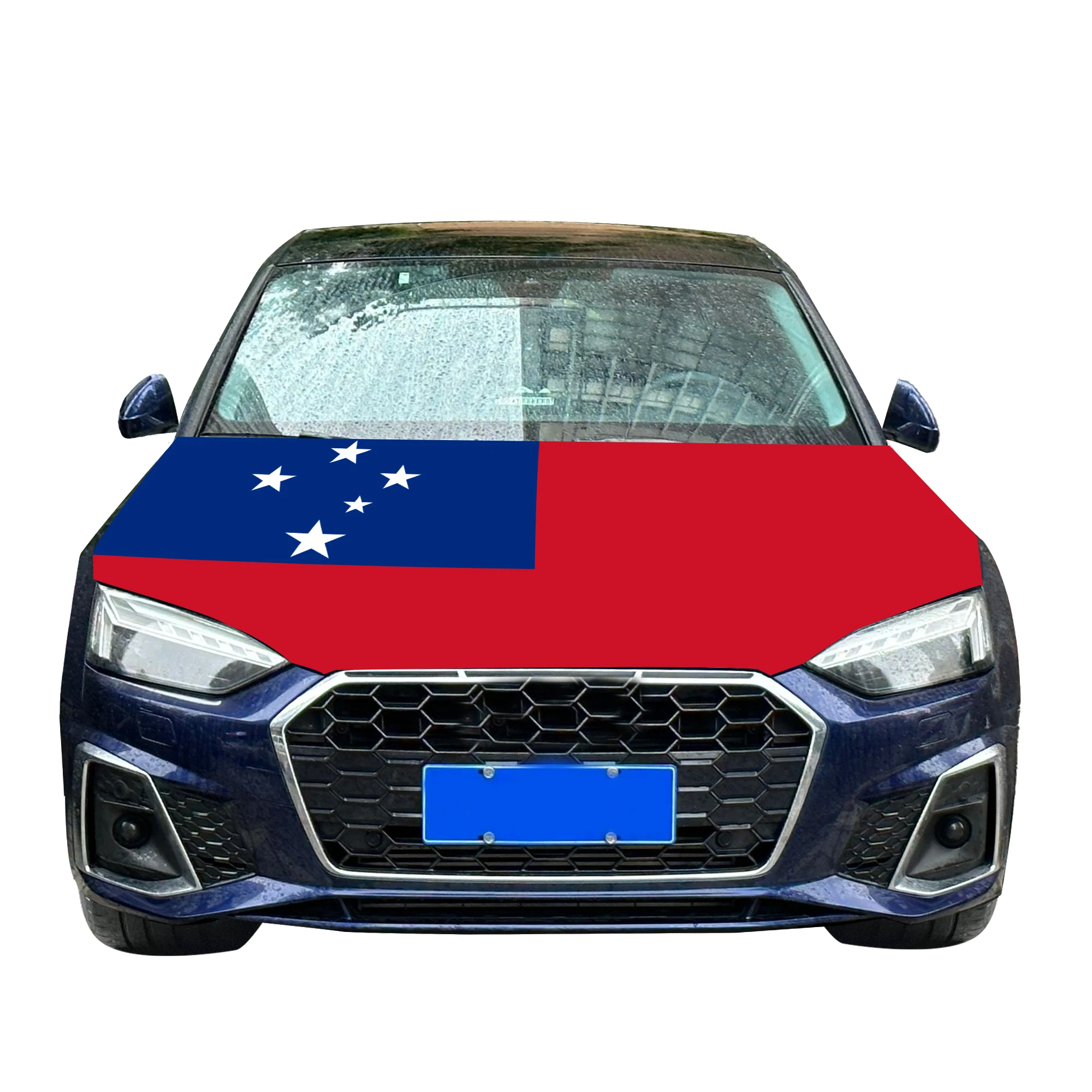 Samoa Car Hood Cover Flag  Universal Size Elastic Polyester 120x150cm for Car Decor