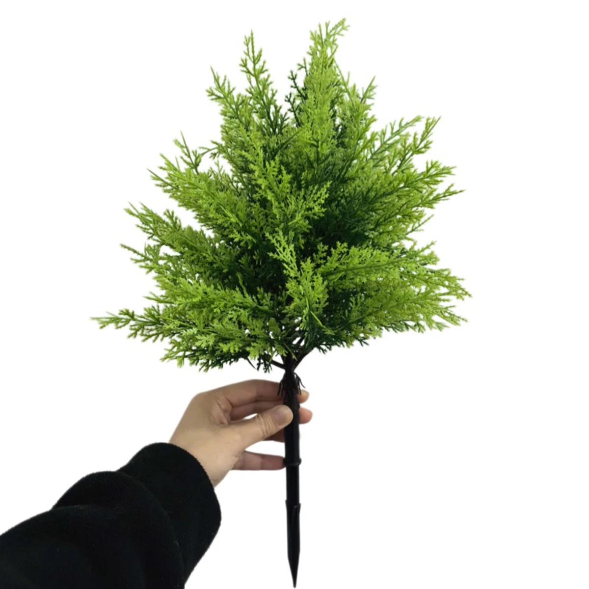 

Artificial Plant Cedar with Ground Spike, UV Resistant Fake Cypress Greenery, Set of 2 Faux Evergreen Shrub for Outdoor Garden Y