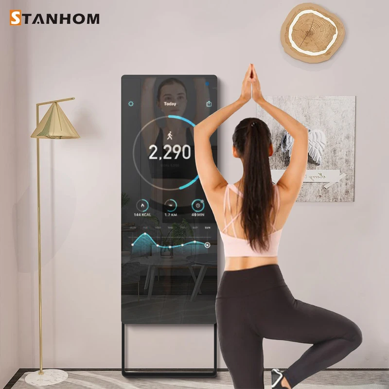 

STANHOM Custom Hotel Home Gym Workout Yoga 32'' 43'' Android Touch Screen Smart Fitness Mirror