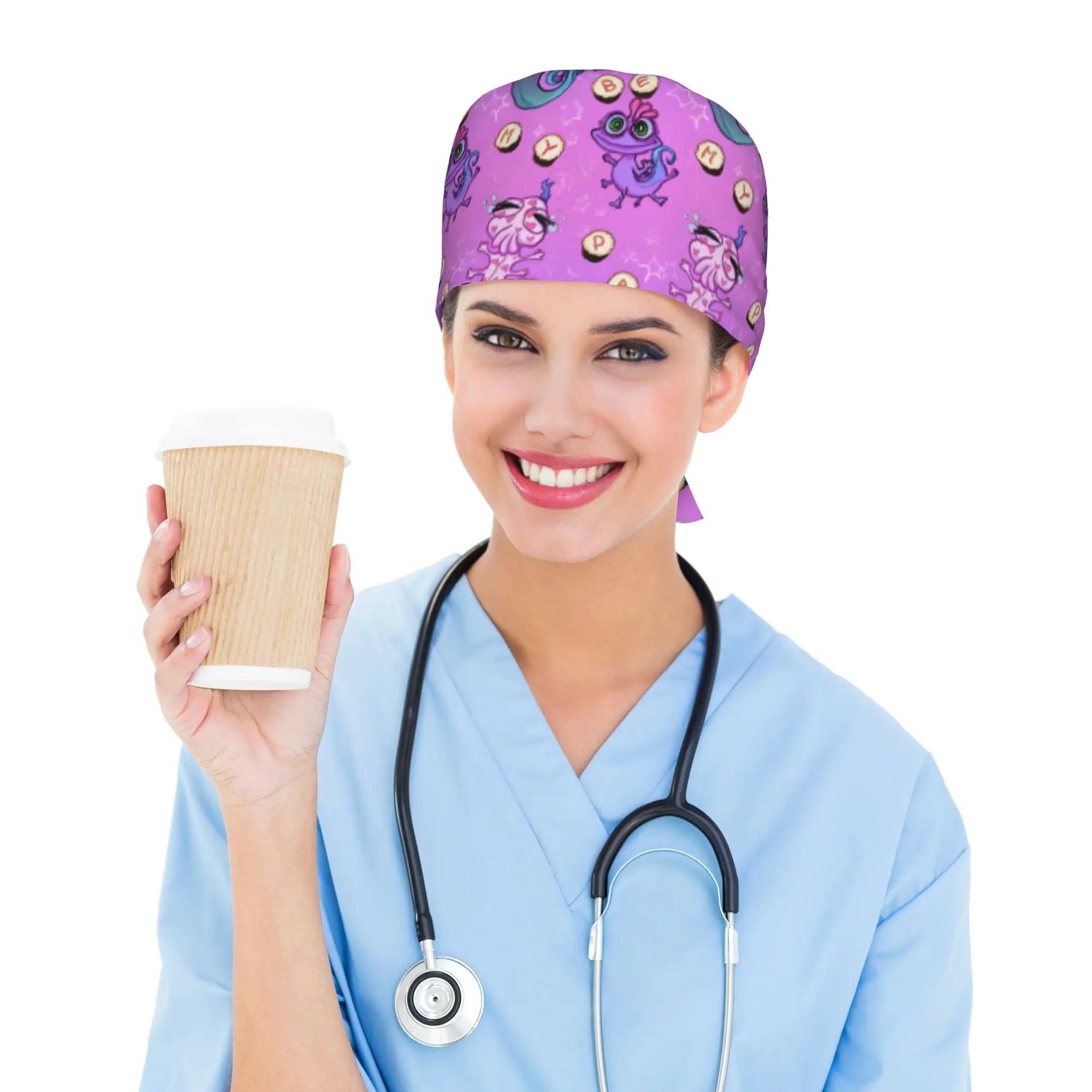 Custom M-Monsters Anime University Medical Staff Scrubs Hat Unisex  For Chef Hat Scrub Caps